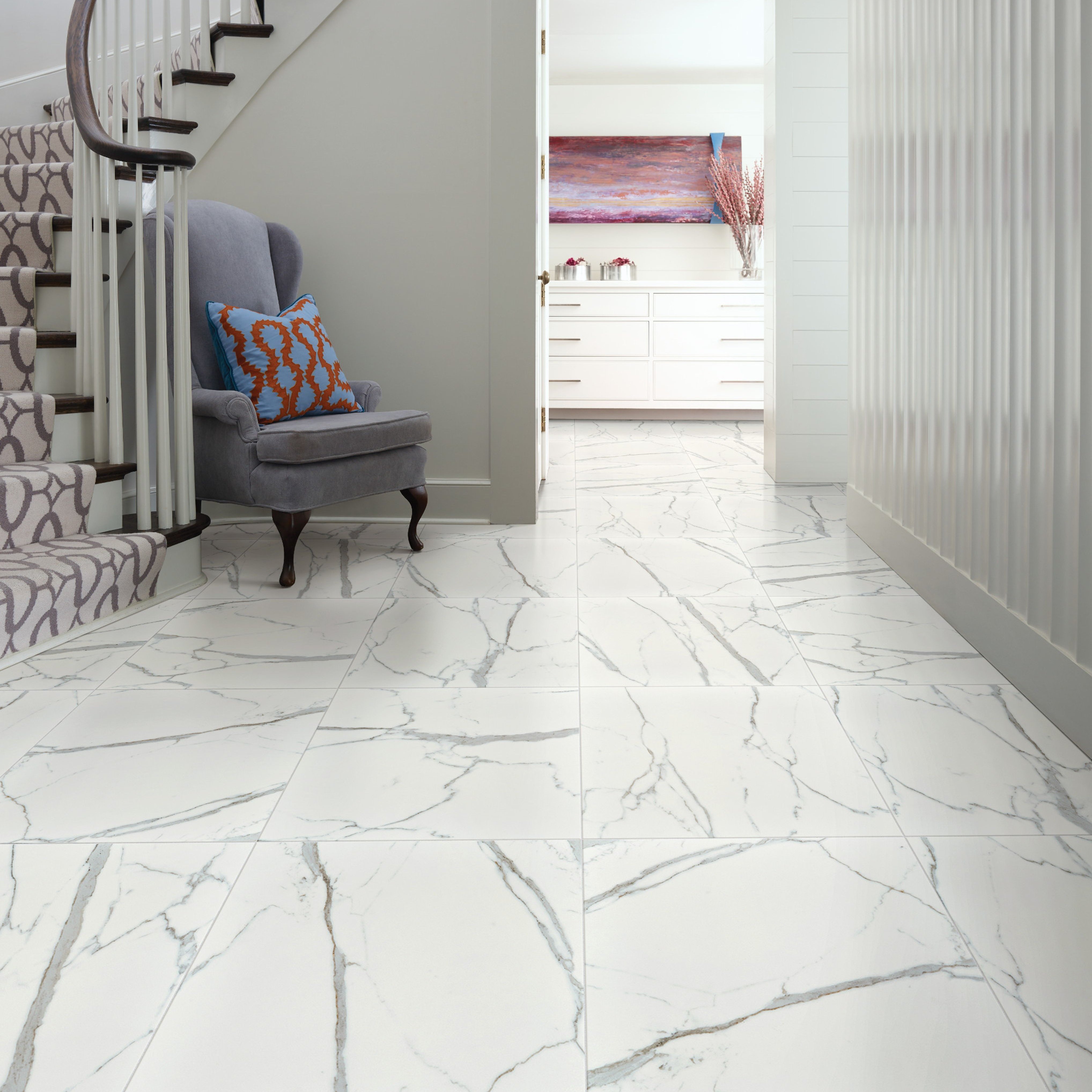 white patterned tile for entrance area in Columbia, SC area by AAAA FLOORING